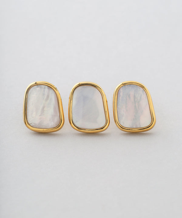 Shell Square Earrings [Stainless Steel] [Ownideal]