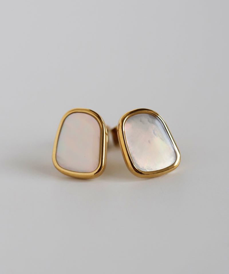 Shell Square Earrings [Stainless Steel] [Ownideal]