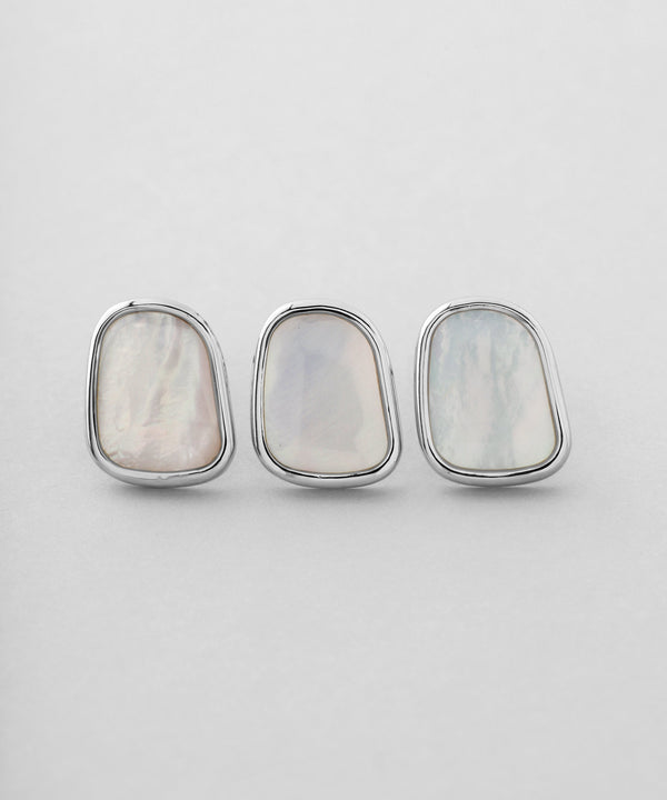 Shell Square Earrings [Stainless Steel] [Ownideal]