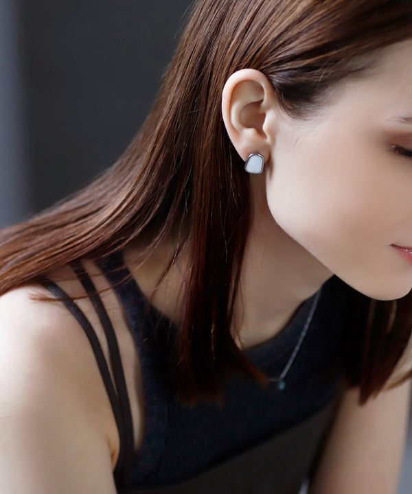 Shell Square Earrings [Stainless Steel] [Ownideal]