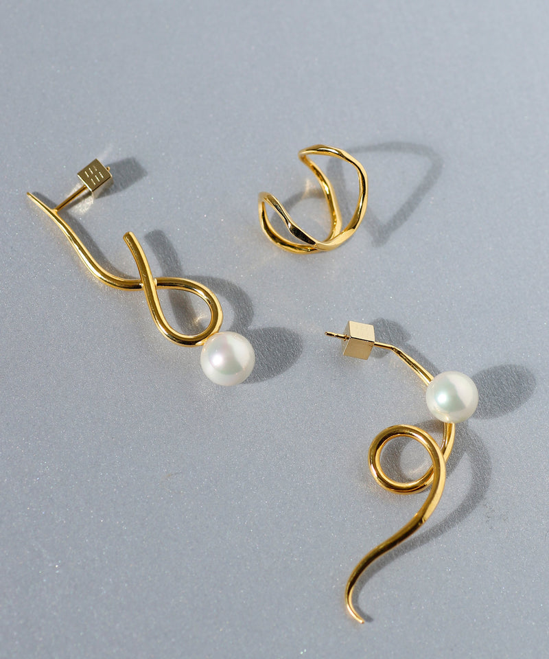 パール×ニュアンスラインセットピアス[UMU][Ownideal]