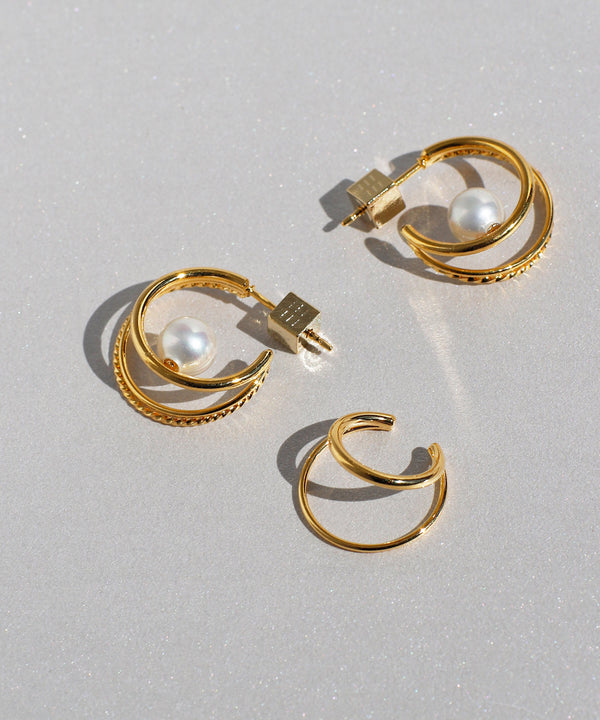 パール×フープセットピアス[UMU][Sheerchic]