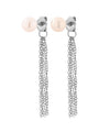 Pearl x Chain Back-Catch Earrings [Stainless Steel] [UMU] [Sheerchic]