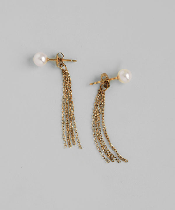 パール×チェーンバックキャッチピアス[ステンレス][UMU][Sheerchic]