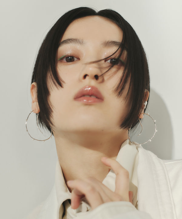 パールラインフックフープピアス[ステンレス][Sheerchic]