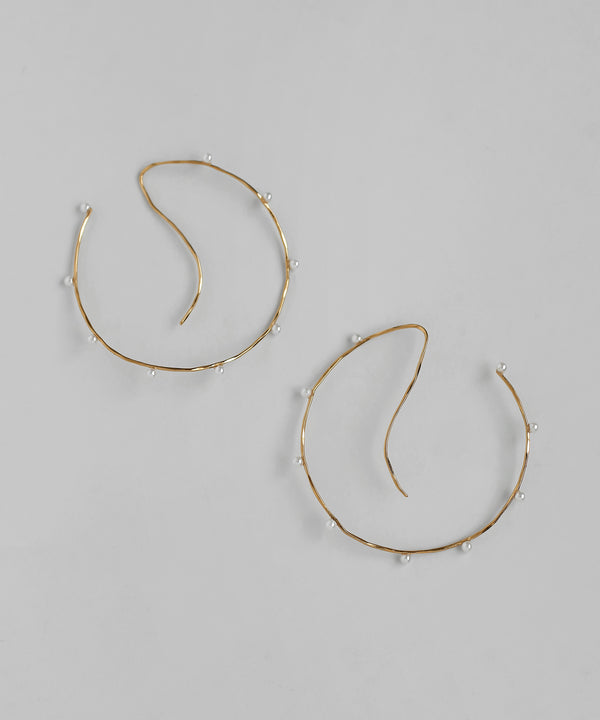 パールラインフックフープピアス[ステンレス][Sheerchic]