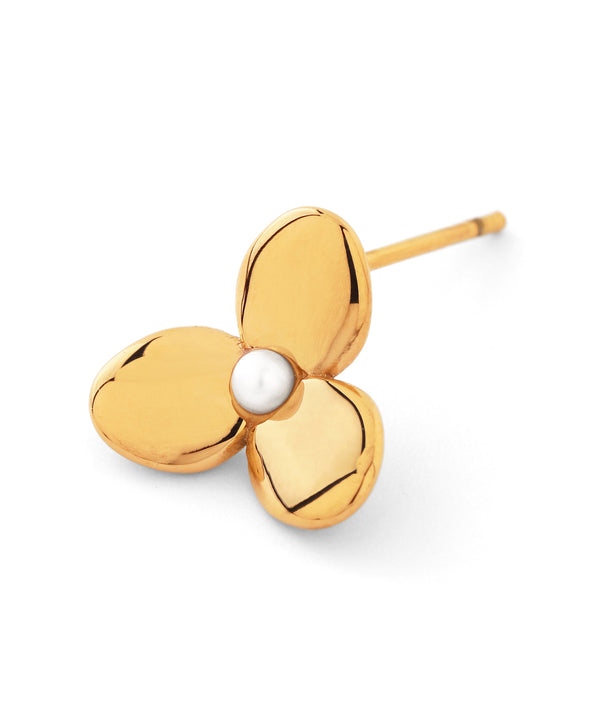 パール×メタルフラワーピアス[サージカルステンレス][Basic]