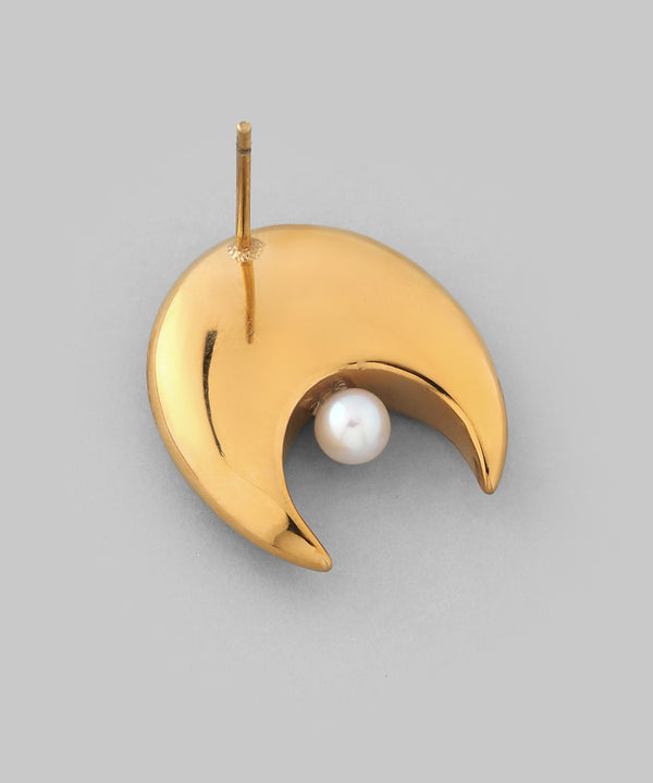 パール×ボリュームメタルピアス[サージカルステンレス][Ownideal]