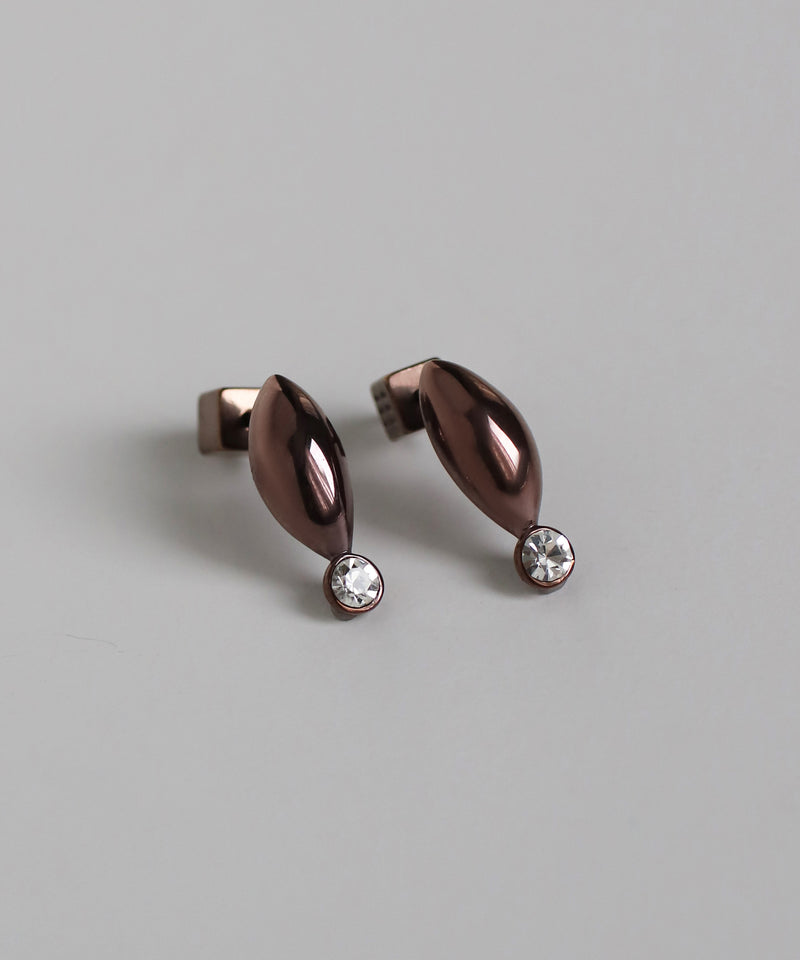 オーバル×ビジューピアス[サージカルステンレス][Sheerchic]