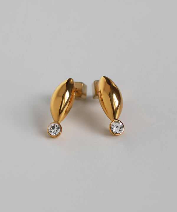 オーバル×ビジューピアス[サージカルステンレス][Sheerchic]