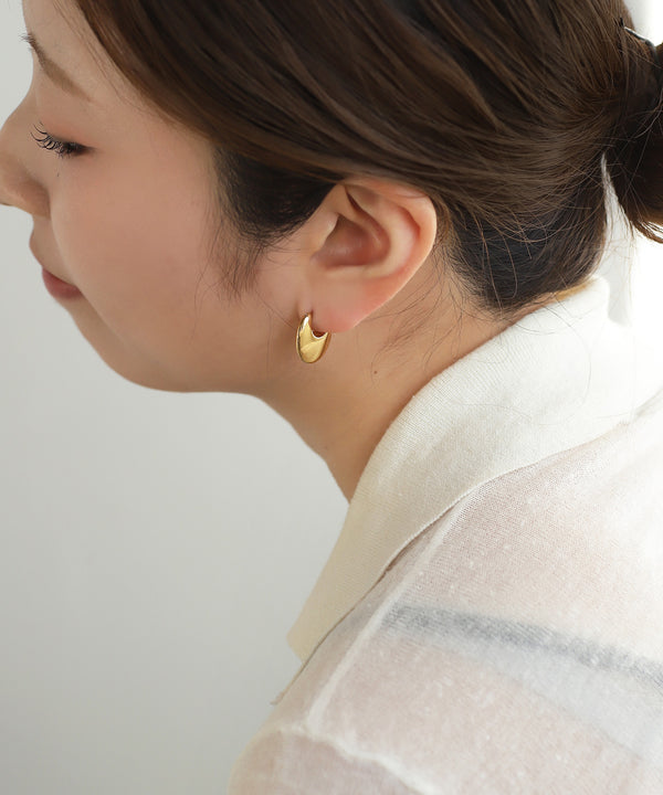 オーバルフープピアス[ステンレス][Ownideal]