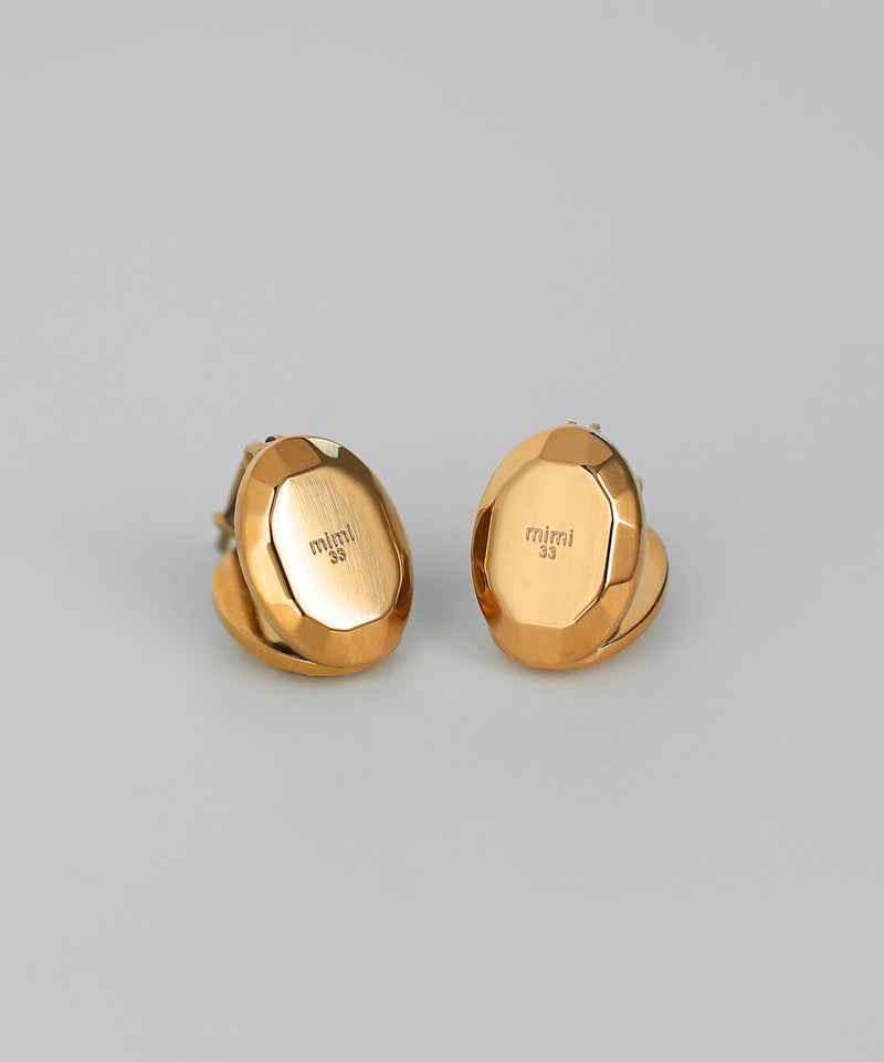 オーバルデザインピアス[ステンレス][Ownideal]