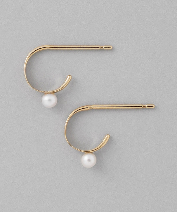 Freshwater pearl hoop earrings [K10][UMU][Basic]