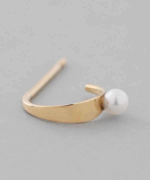Freshwater pearl hoop earrings [K10][UMU][Basic]
