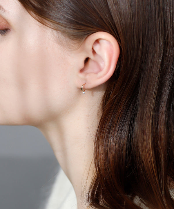 Freshwater pearl hoop earrings [K10][UMU][Basic]
