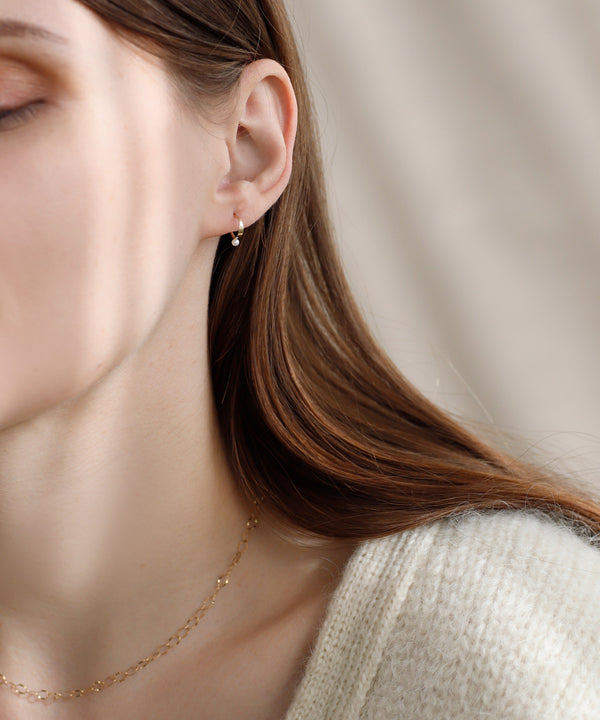 Freshwater pearl hoop earrings [K10][UMU][Basic]