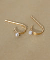 Freshwater pearl hoop earrings [K10][UMU][Basic]