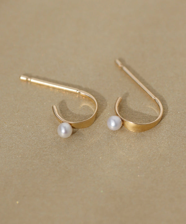 Freshwater pearl hoop earrings [K10][UMU][Basic]