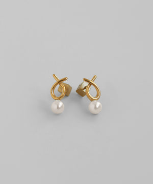 パール×ツイストピアス[サージカルステンレス][Sheerchic]