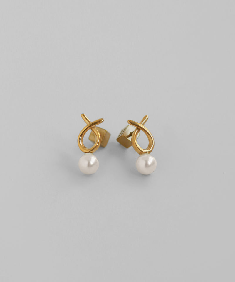 パール×ツイストピアス[サージカルステンレス][Sheerchic]