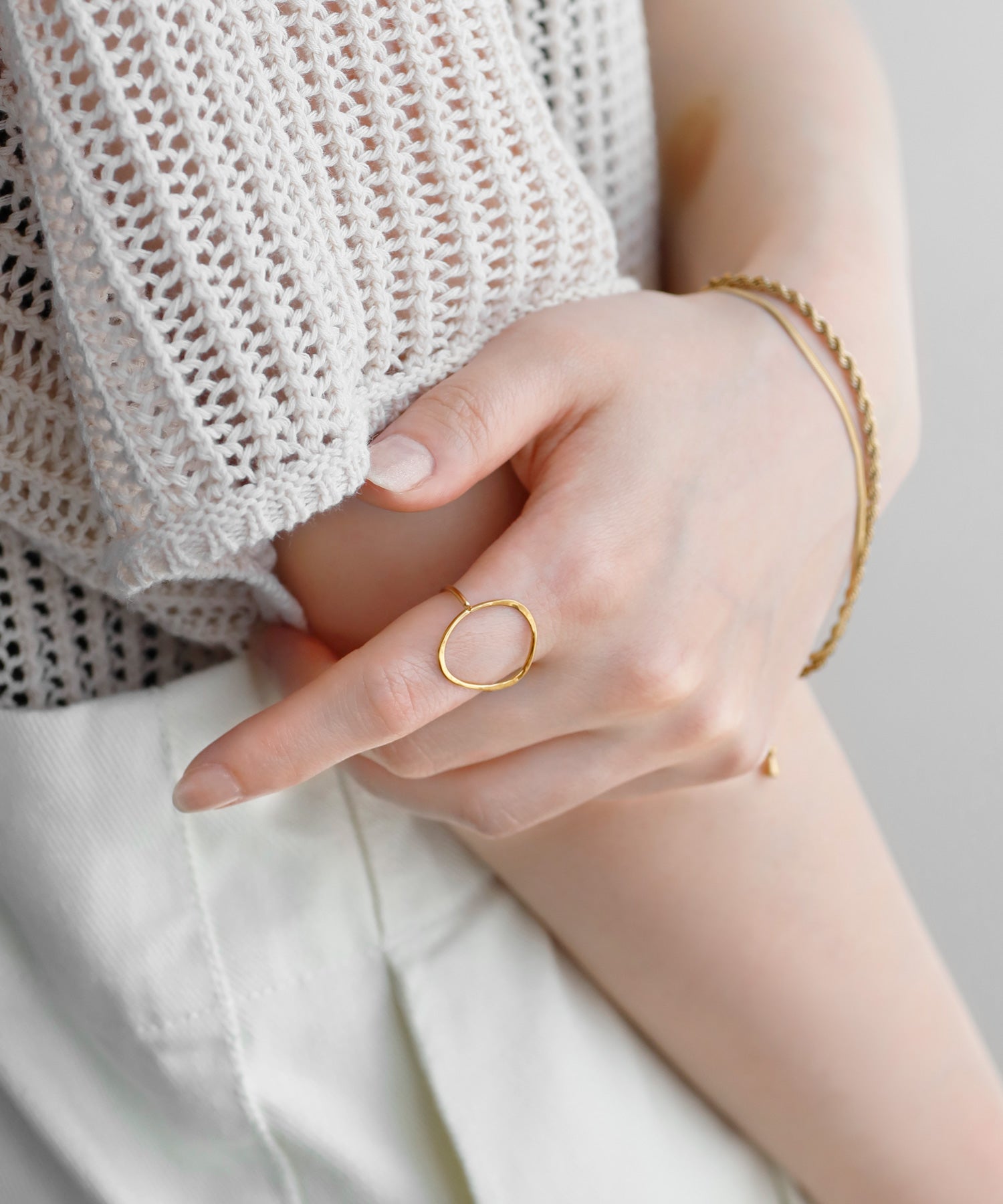 ANEMONE】【ステンレス】サークル×クロスラインリング[2本セット