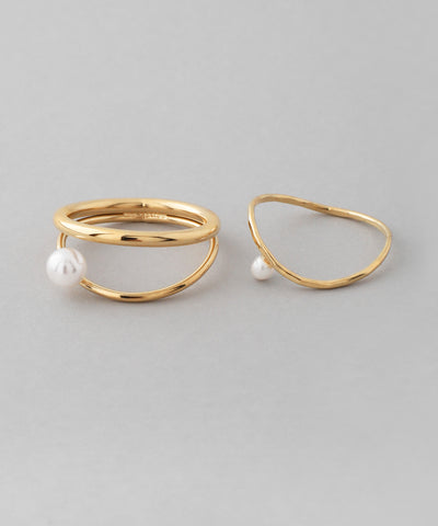 [Stainless Steel] Pearl Point Ring [Set of 2] [TESHIGOTO]