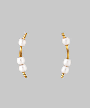 【ステンレス】パール×メタルバーピアス[TESHIGOTO]