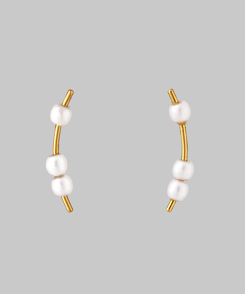 【ステンレス】パール×メタルバーピアス[TESHIGOTO]