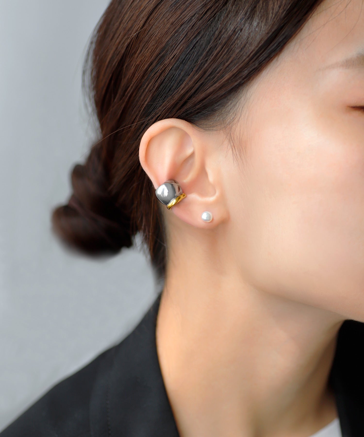 ANEMONE】【ステンレス】コンビカラーメタルイヤーカフ[TESHIGOTO