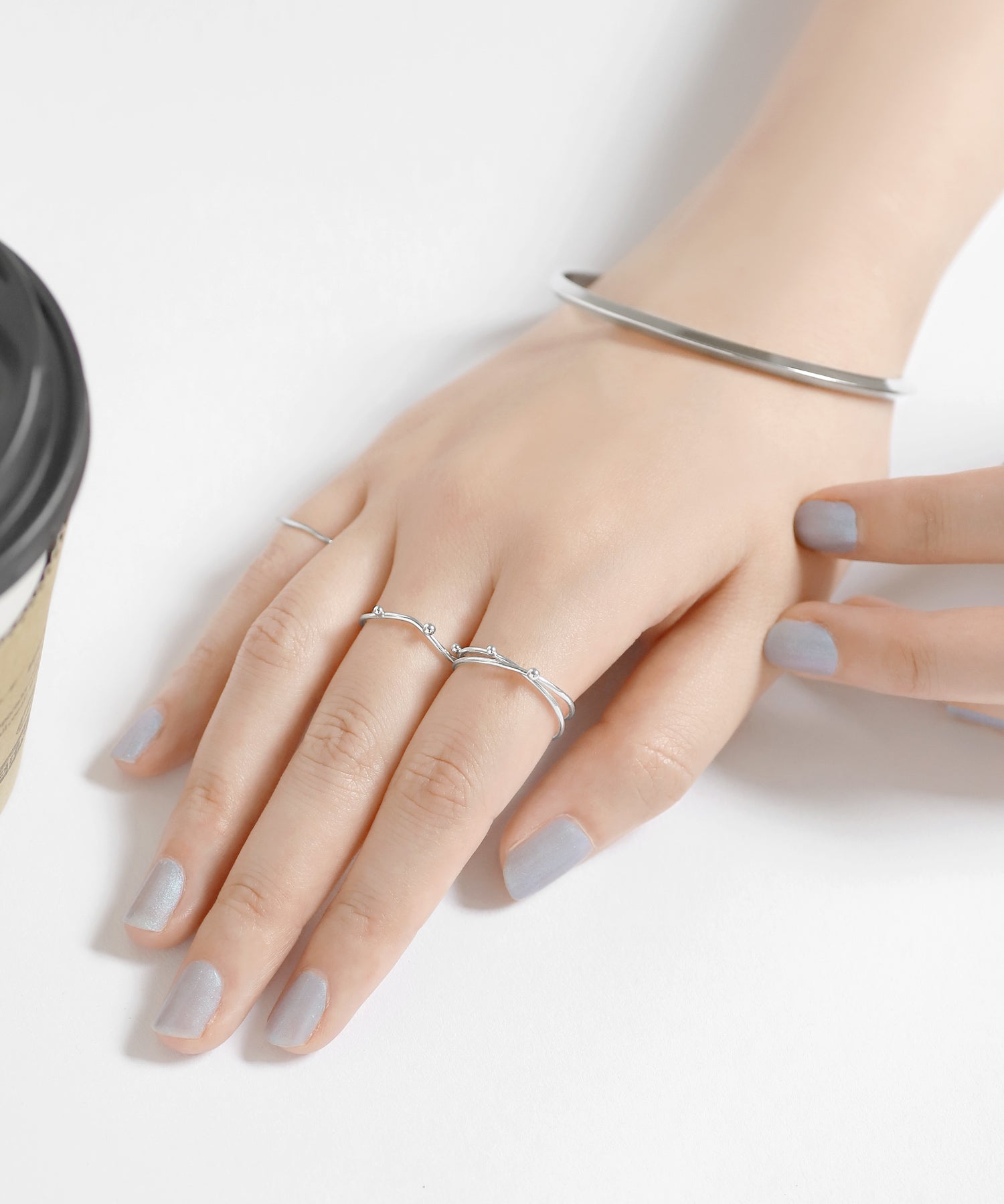 カレンシルバー 3点セット(おまけ増量) ANEMONE】【ステンレス】3連メタルポイントリング[TESHIGOTO