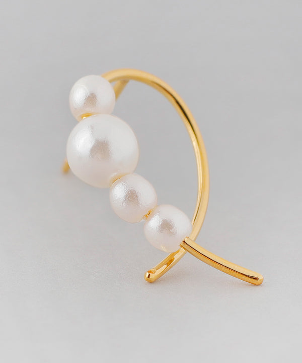 【ステンレス】パール×フープラインピアス[TESHIGOTO]