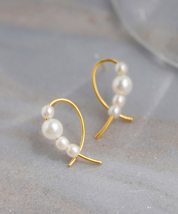 【ステンレス】パール×フープラインピアス[TESHIGOTO]