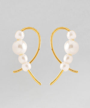【ステンレス】パール×フープラインピアス[TESHIGOTO]