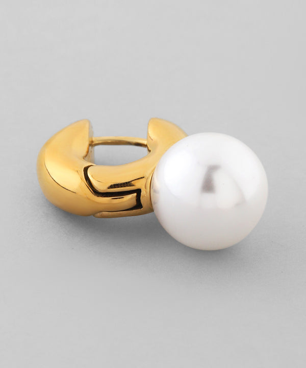 【ステンレス】パール×メタルフープピアス[TESHIGOTO]