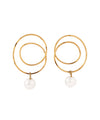 [Stainless Steel] Pearl & Loop Design Pierced Earrings [TESHIGOTO]