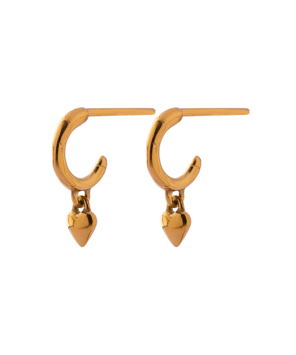 [Stainless Steel] Heart Charm Hoop Earrings [TESHIGOTO]