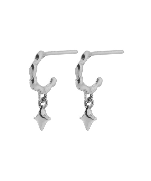 [Stainless Steel] Star Charm Hoop Earrings [TESHIGOTO]