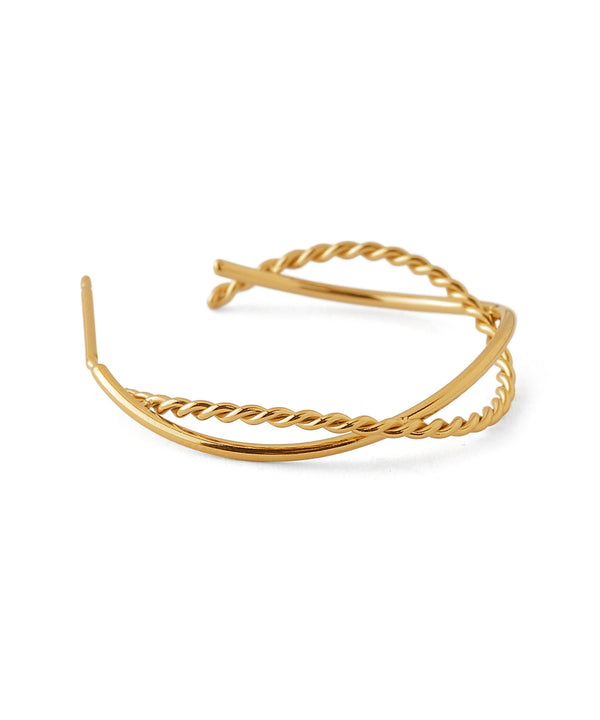 [Stainless Steel] Twist Line Hoop Earrings [TESHIGOTO]