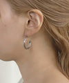 [Stainless Steel] Multi-Line Hoop Earrings [TESHIGOTO]