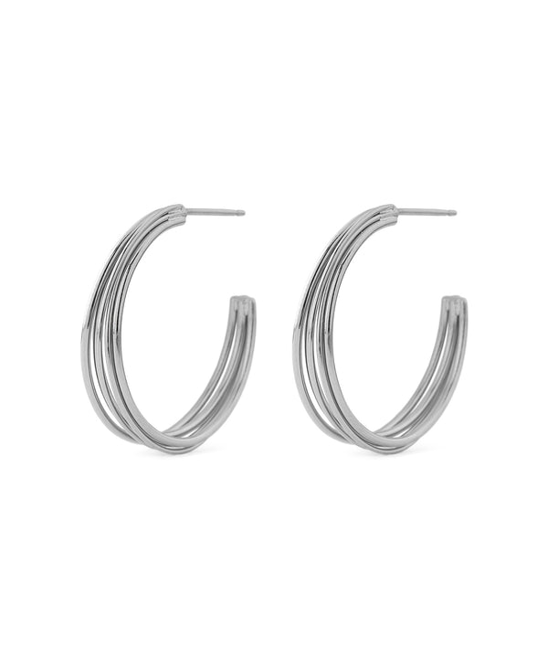 [Stainless Steel] Multi-Line Hoop Earrings [TESHIGOTO]