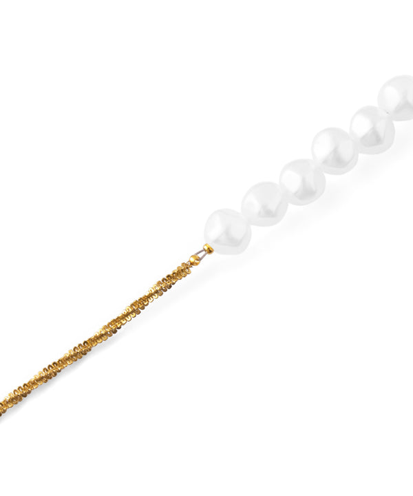[Stainless Steel] Pearl x Chain Mantel Choker