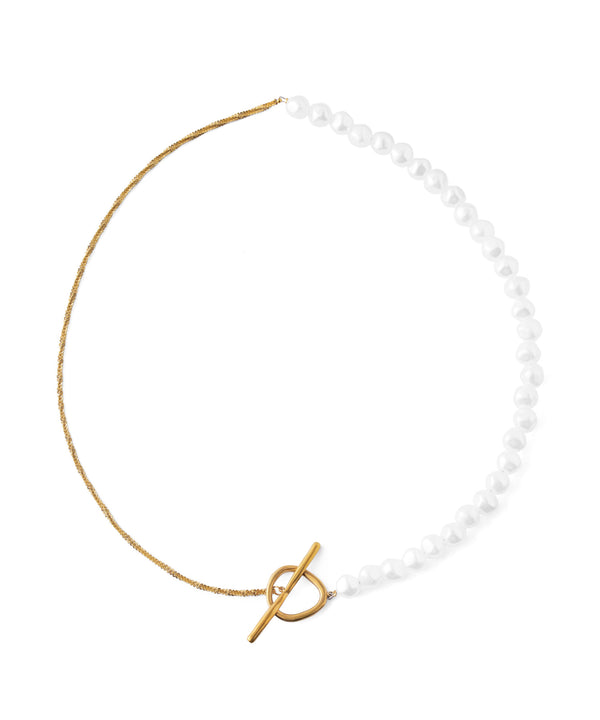 [Stainless Steel] Pearl x Chain Mantel Choker