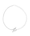 [Stainless Steel] Pearl x Chain Mantel Choker
