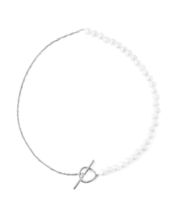 [Stainless Steel] Pearl x Chain Mantel Choker