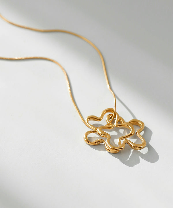 【ステンレス】ダブルフラワーネックレス