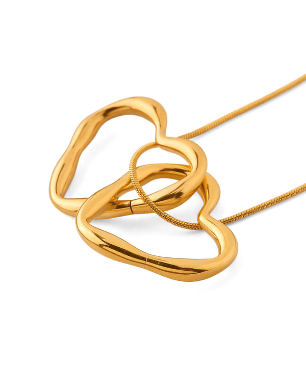 【ステンレス】ダブルハートネックレス