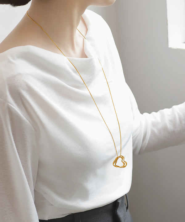 【ステンレス】ダブルハートネックレス