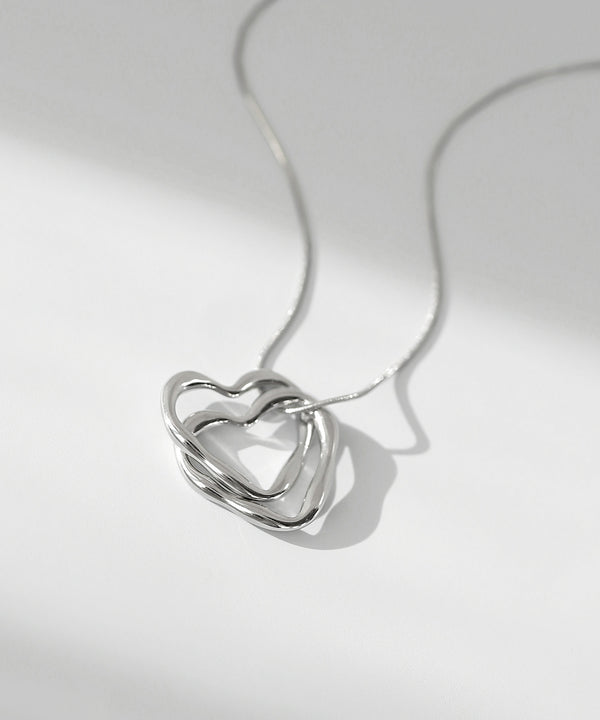 【ステンレス】ダブルハートネックレス