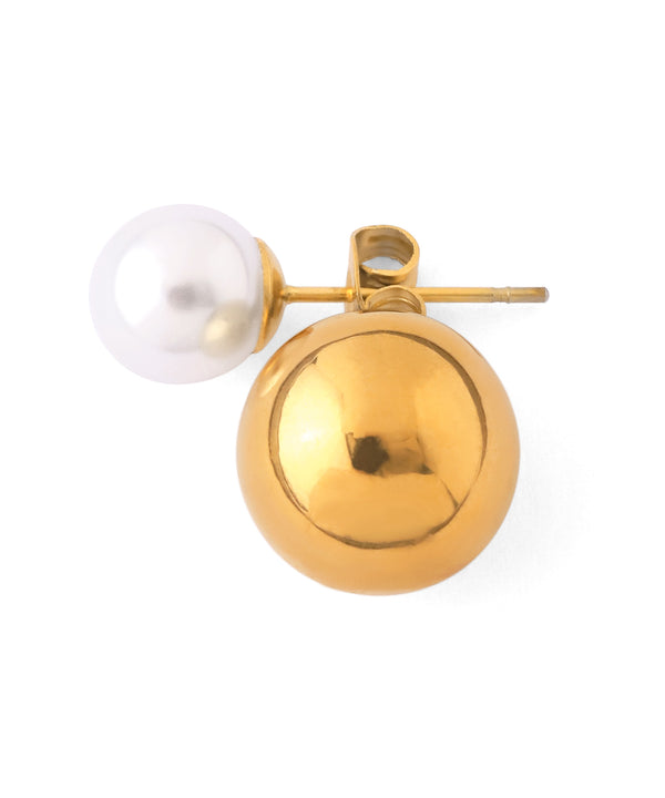 【ステンレス】パール×スフィアバックキャッチピアス