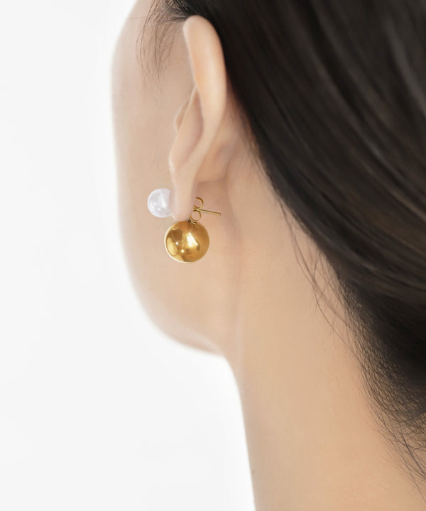 【ステンレス】パール×スフィアバックキャッチピアス